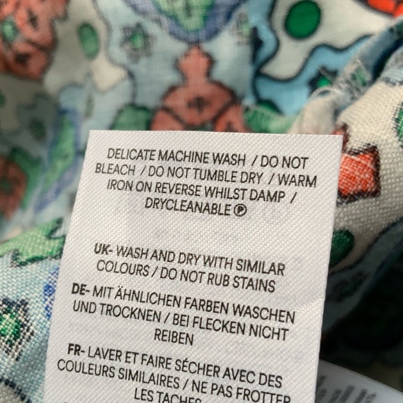 BODEN Cleo Linen Tie Waist Dress Ivory Amalfi Print Preppy Boho Red Blue Size 2 - Picture 11 of 13